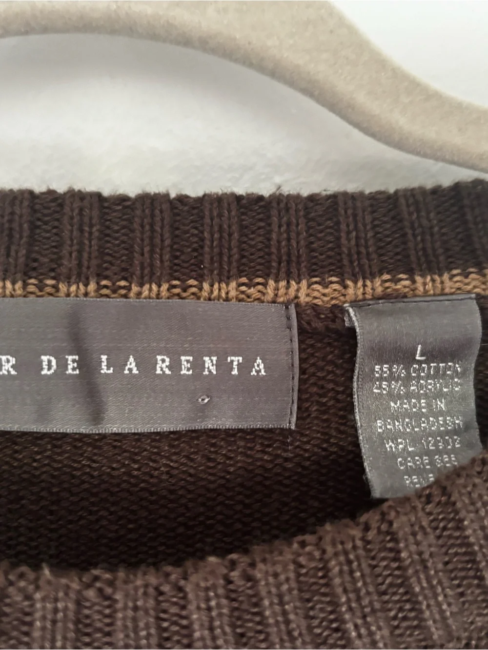 Oscar de la Renta Men’s Patchwork Crewneck Sweater - Brown/Gray/Tan